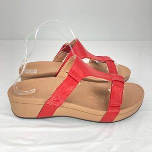 Vionic Pacific Ellie Wedge Platform Slide Sandals, Red Faux Snakeskin, Women's 9